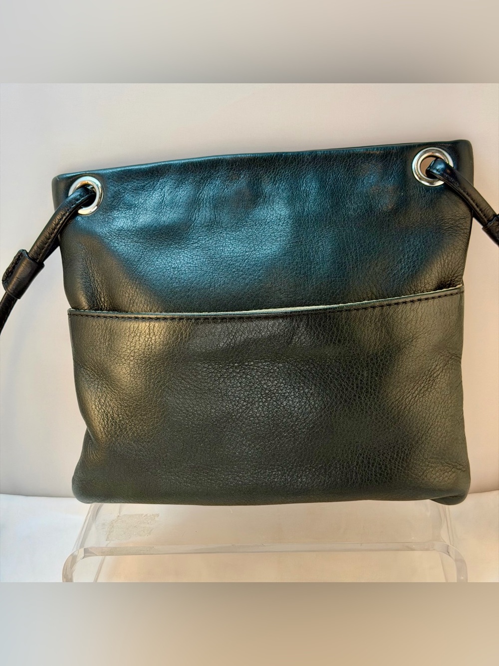 Margot Genuine Black Leather Crossbody Bag